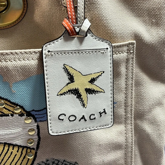 RARE: Coach-Pierre Le Tan Collab Beach Umbrella Canvas Tote with card holder. - Picture 14 of 16